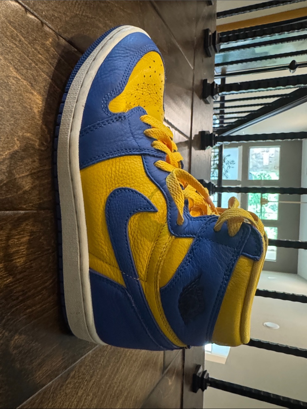 Blue and Yellow Nike High-Top Sneaker